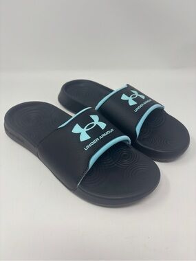 Under Armour Women's UA Ignite Select Slides Black/Blue 3027222 Size 8